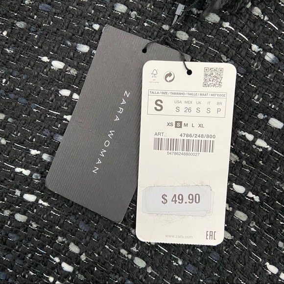 Blogger Classic!! ZARA BNWT Tweed Fringe Hem Midi Dress - Picture 6 of 8